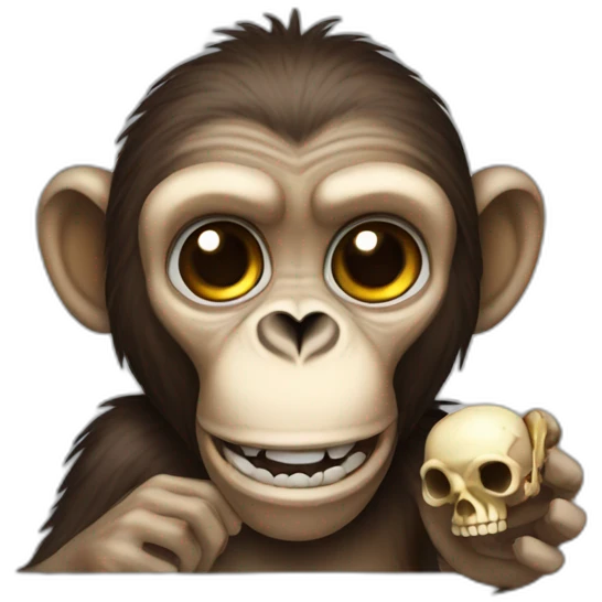 A monkey with a skull in the hand emoji