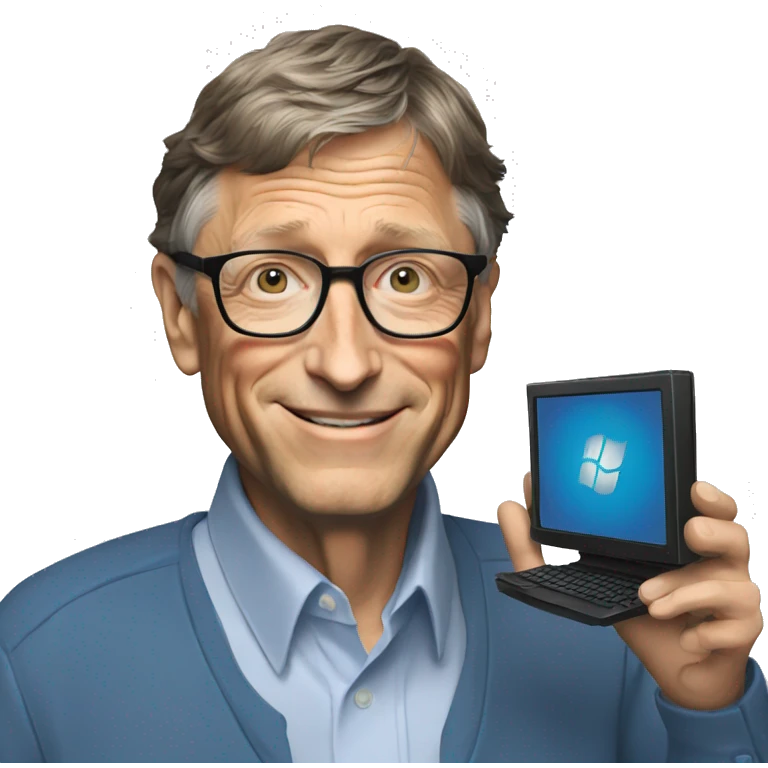 bill gates holding an HP PC emoji