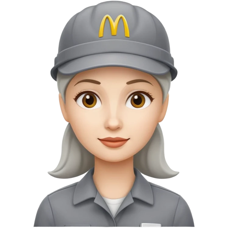 female face with grey mcdonalds work cap emoji