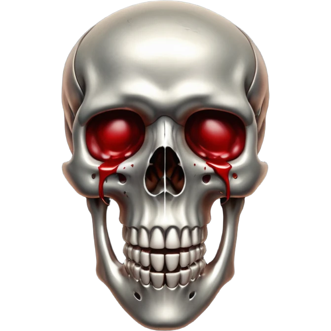 metallic anatomic bones with blood, steel texture, dark dramatic tone, minimal details emoji