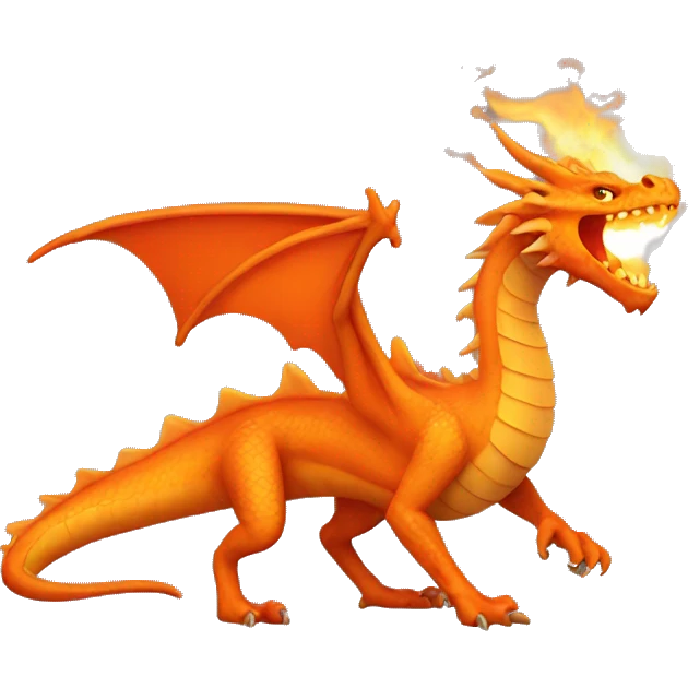 orange dragon with fire emoji