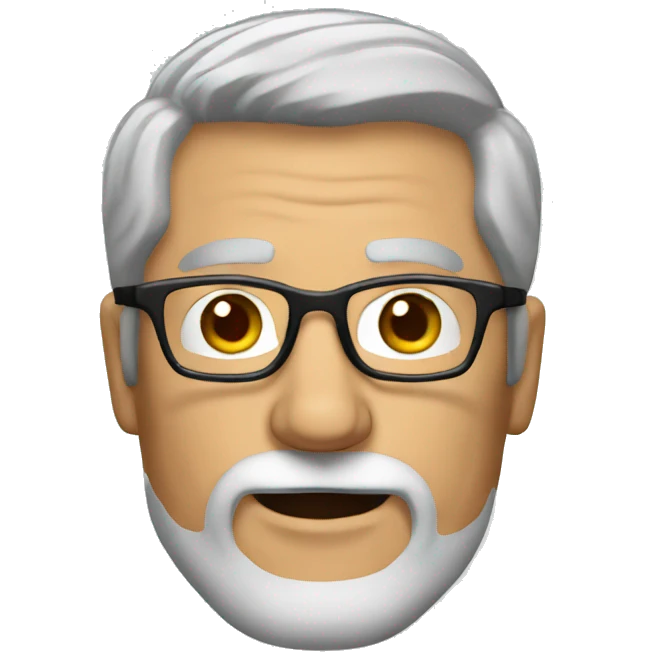 Mature man with gray hair and beard and glasses emoji