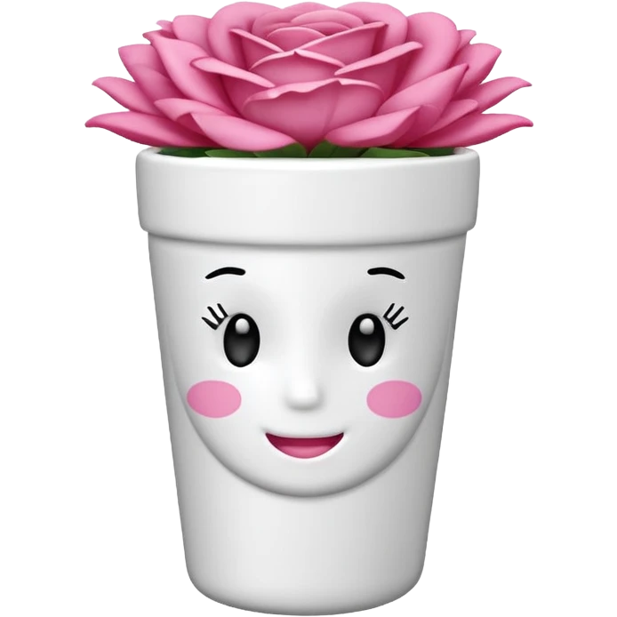 vaso branco com laço rosa sem flores emoji