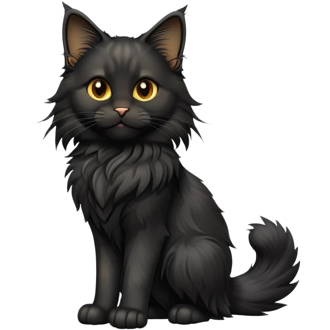 cinematic-cute black-maine-coon-cat-full-body-on all fours-emoji,-head-tilted-playfully-and-inquisitively,-sleek--black-fur,-simplified-yet-adorable-features,-highly-detailed,-glowing-with-a-warm,-friendly-glow -simplified-yet-realistic emoji