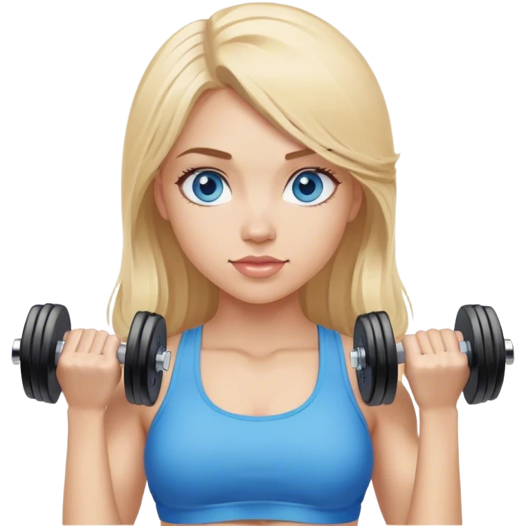 blonde gym girl with dumbells blue eyes emoji