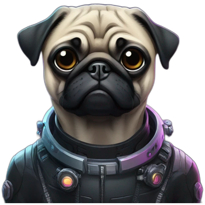 A pug in cyberpunk space emoji