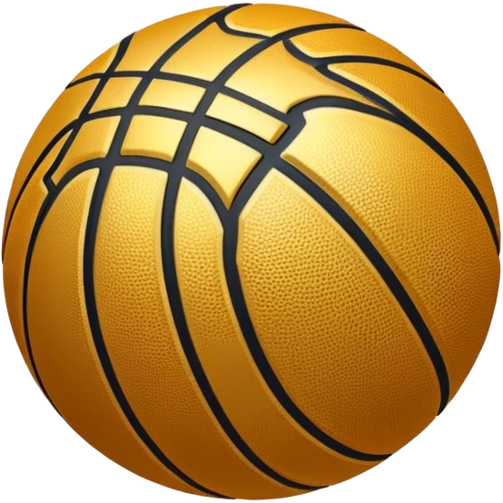 basketball with luxury gold metallic surface instead of orange, black lines pattern of a basketball emoji