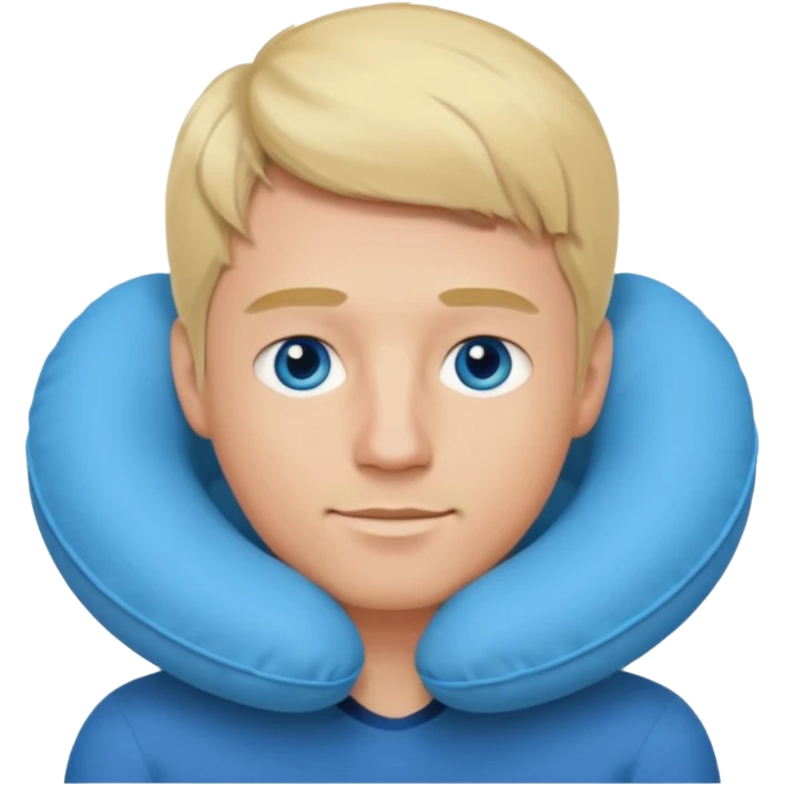 blonde man using travel neckpillow  emoji