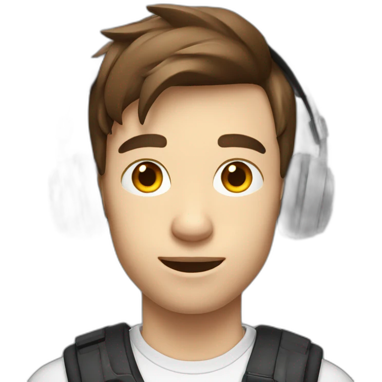 gamer skinny brown hair school boy in gaming headphones emoji