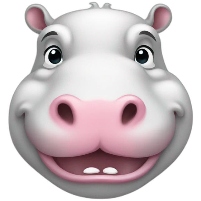 face white happy hippopotamus emoji