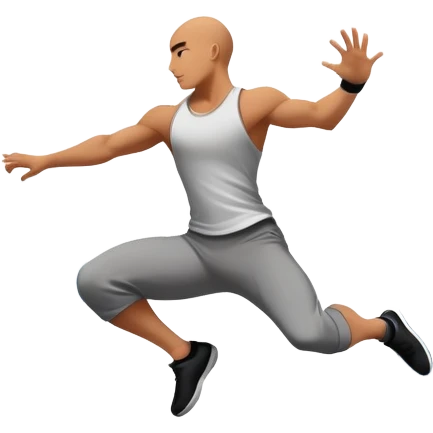 A person performing a parkour move, leaping between buildings or scaling a wall with agility and precision. The scene captures dynamic motion, showcasing strength, flexibility, and the thrill of urban acrobatics against an urban cityscape backdrop. emoji