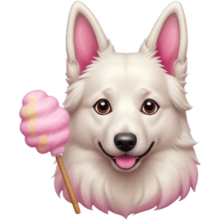 White belgian Shepard loves Cotton candy  in fall emoji
