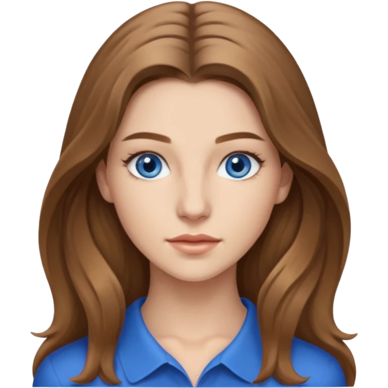 Nathalia Ramos with light brown long hair, blue eyes emoji