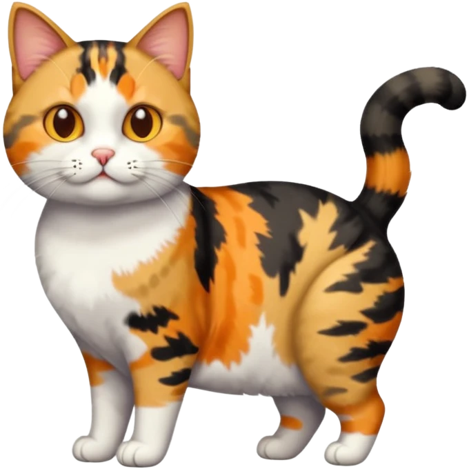 full body calico tabby cat with tiny head and fat body emoji