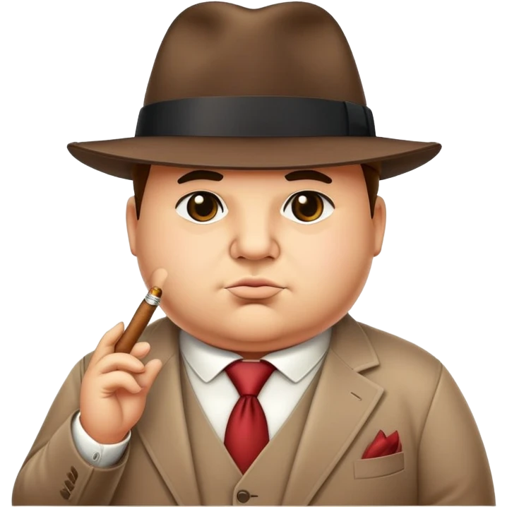 cute chubby mafia boss with fedora hat and tiny cigar emoji