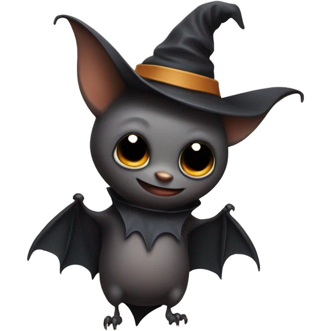 Bat wearing a witch hat emoji