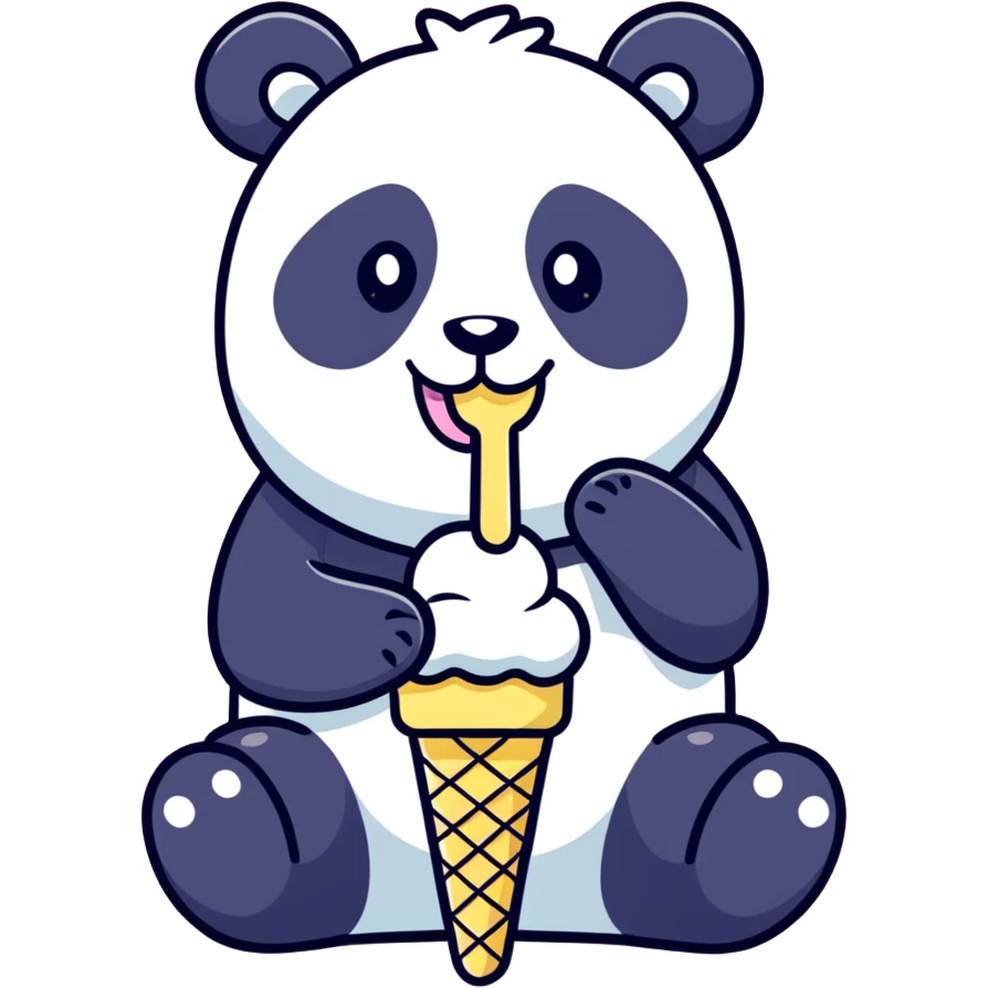 Panda eating ice cream emoji