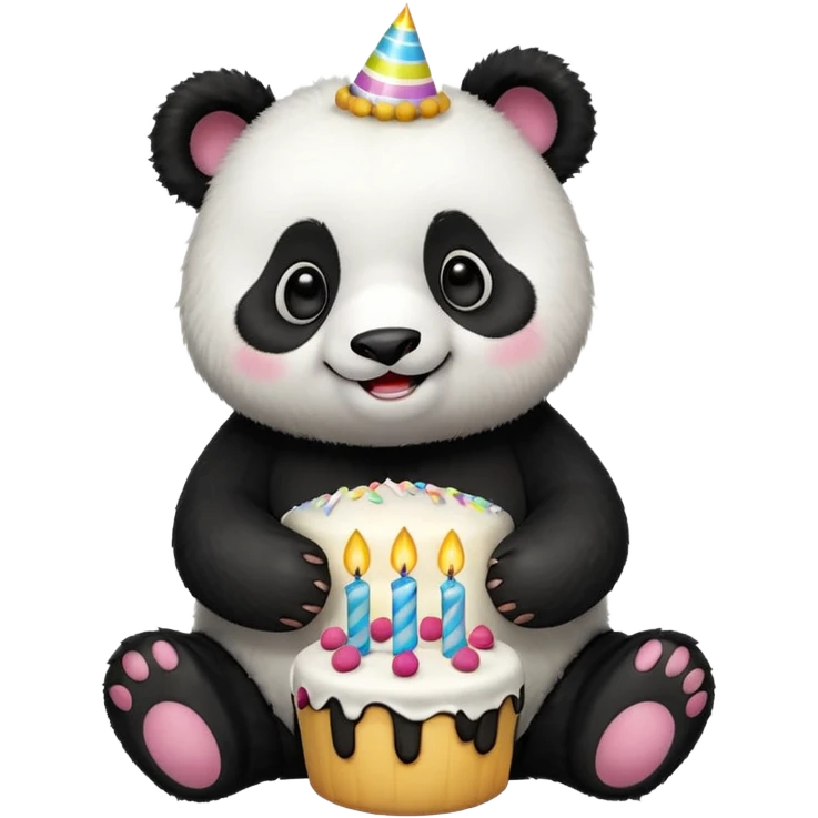 Panda with birthday cake emoji