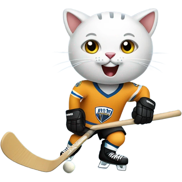 Cat playing hockey emoji