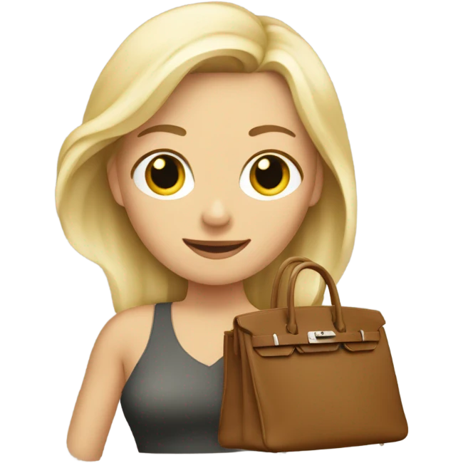 blonde woman holding a birkin emoji