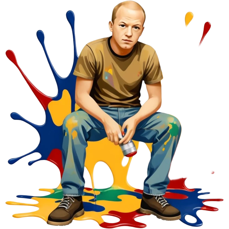 Jackson pollock flicking paint on the floor emoji