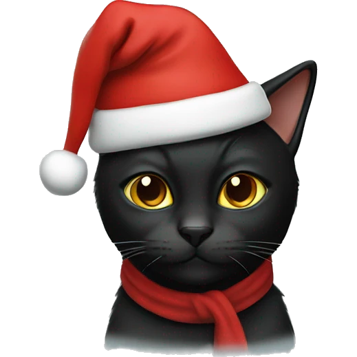 Black cat with Santa hat emoji