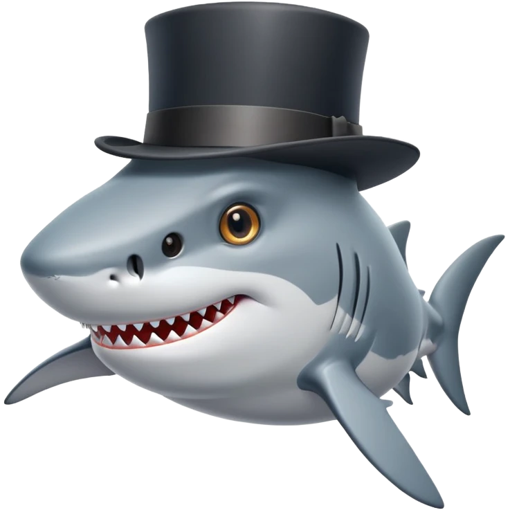 Shark with a top hat emoji