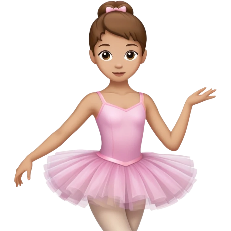 Ballerina with brown hair and light skin emoji