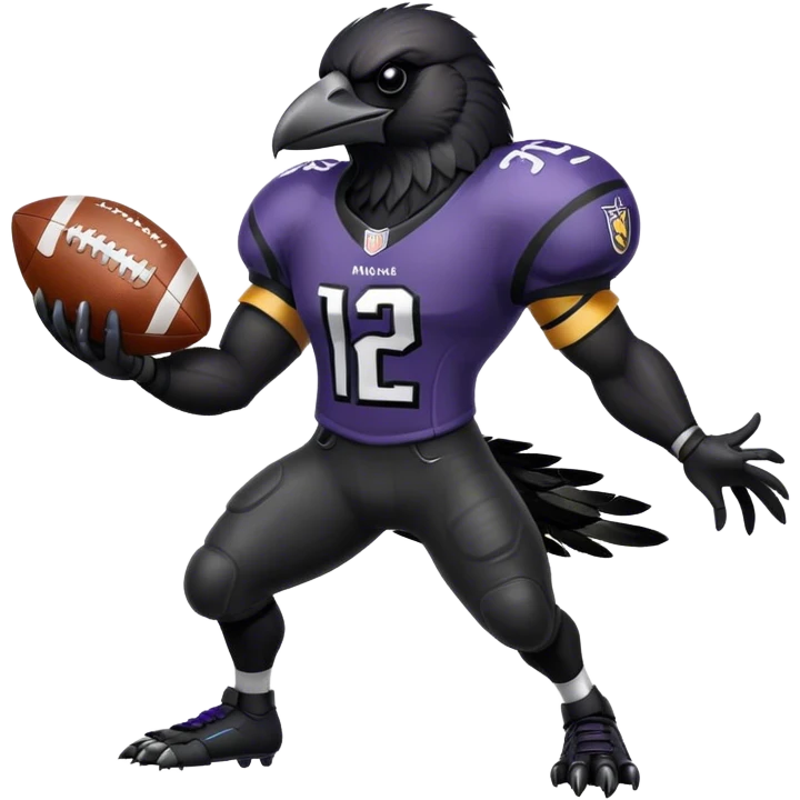 raven in football gear holding a football emoji