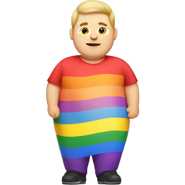 Individual Gay chubby man with pride flag emoji