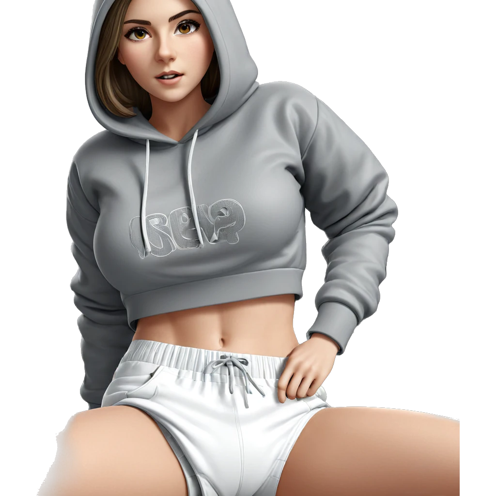 girl in grey hoodie indoors emoji