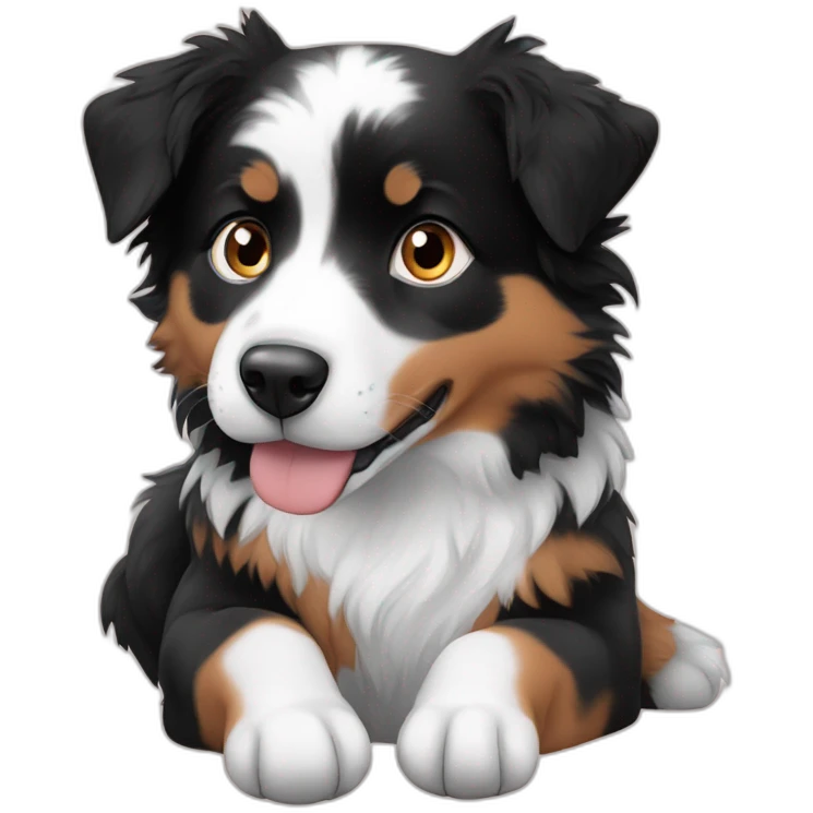 black, white and fire with blue eyes mini australian shepherd sitting emoji