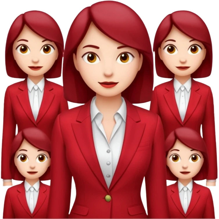 Нужно создать эмоджи пак для фрилансера в цветовой гамме красный, белый и марсала (бардово-фиолетовый). Чтобы все эмодзи были в одном стиле. Желательно деловая девушка в красном костюме  emoji