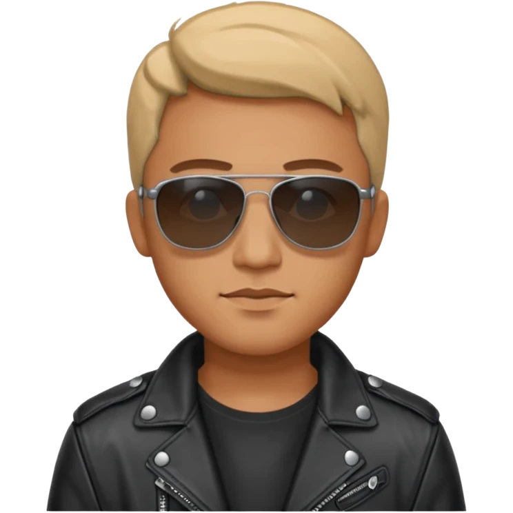 Man with black leather jacket, sunglasses emoji