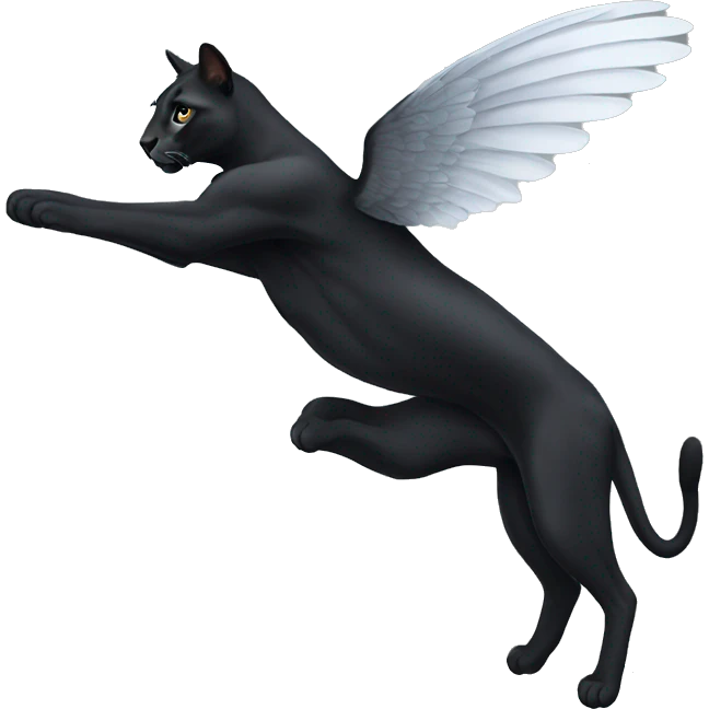 winged black puma flying emoji