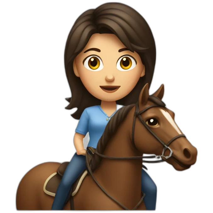 a brunette woman on a horse that has the number 54 emoji