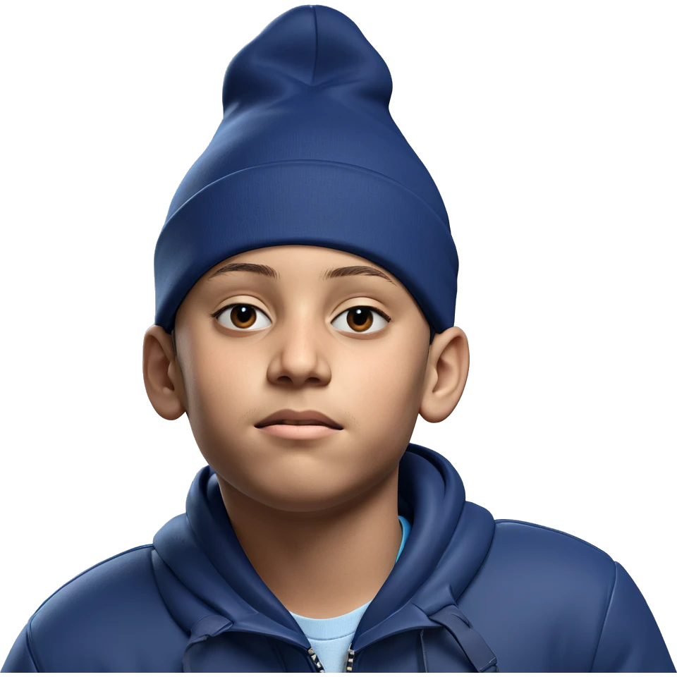 boy in blue hat jacket emoji