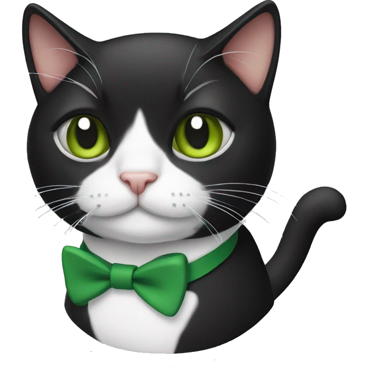 Tuxedo cat with green  emoji