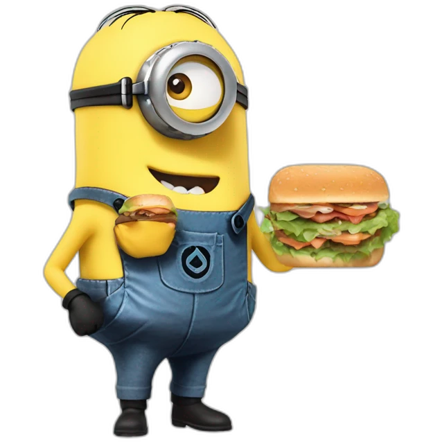 Minion con boina comiendo un sándwich  emoji