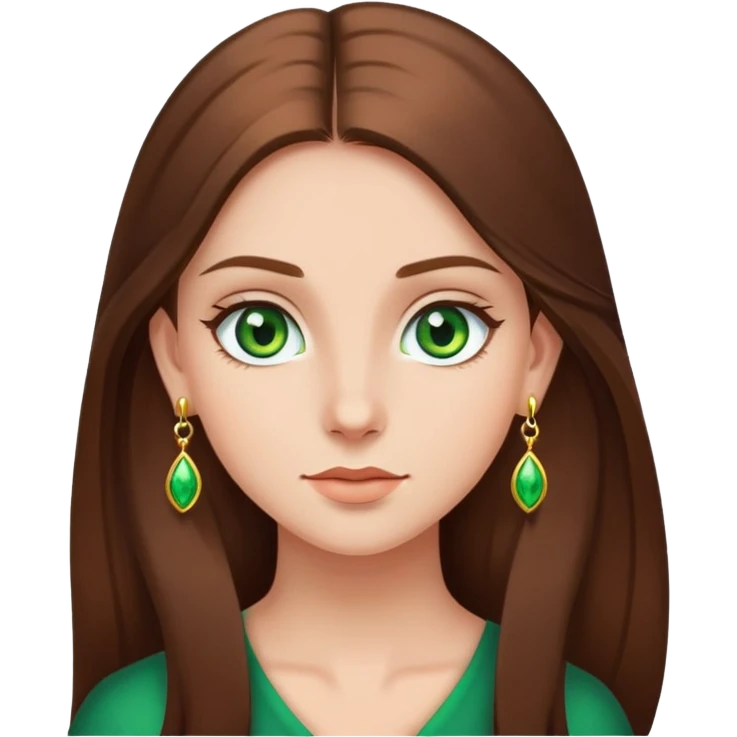 girl with long smooth hair, green eyes, earrings emoji