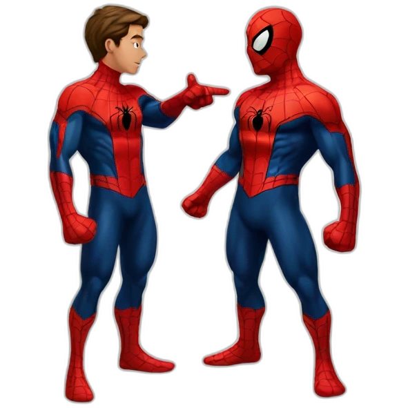 standing spiderman pointing at spiderman emoji