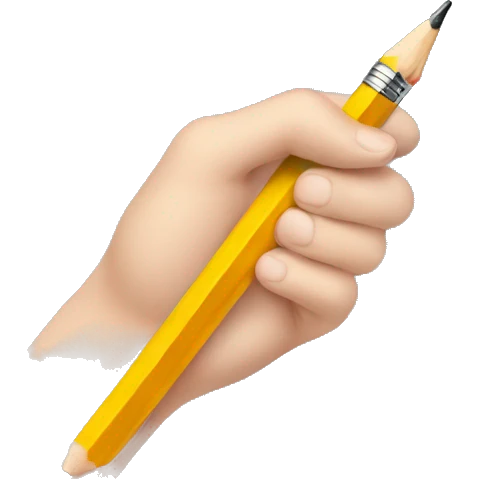 hand holding pencil emoji