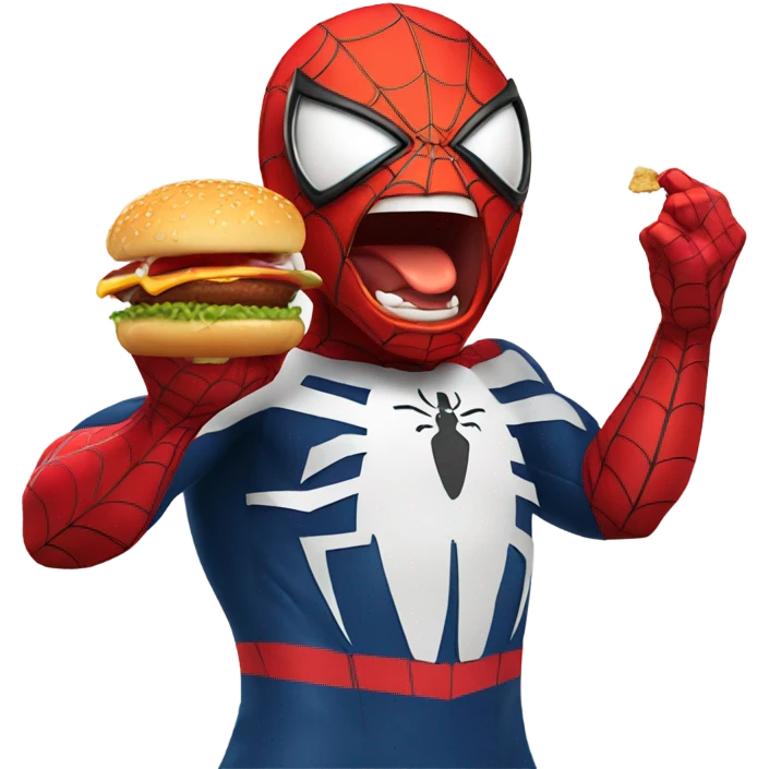 spiderman eating burger emoji