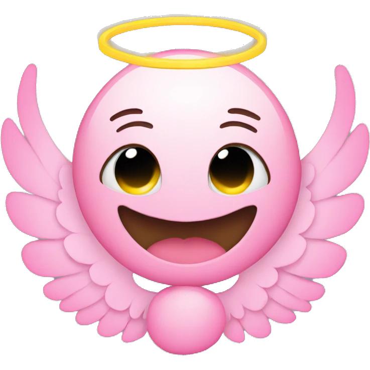 Smiley face with pink angel halo emoji