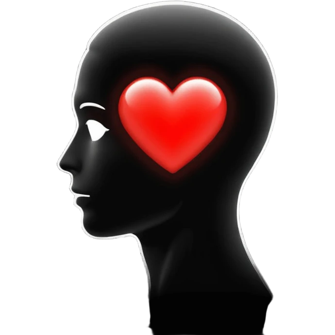 silhouette of a head with a glowing heart inside emoji