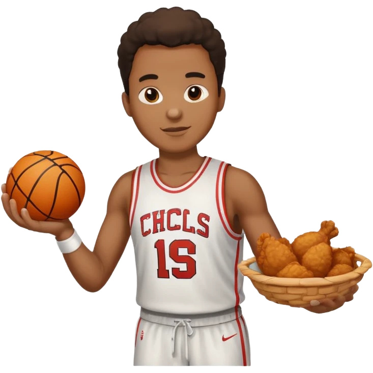 black person playing basketball with a piece of fried chicken emoji