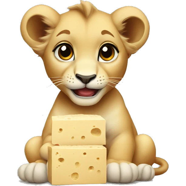 Baby lion eating tofu emoji