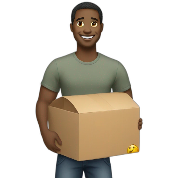 Smiling black man helpfully carrying tv emoji