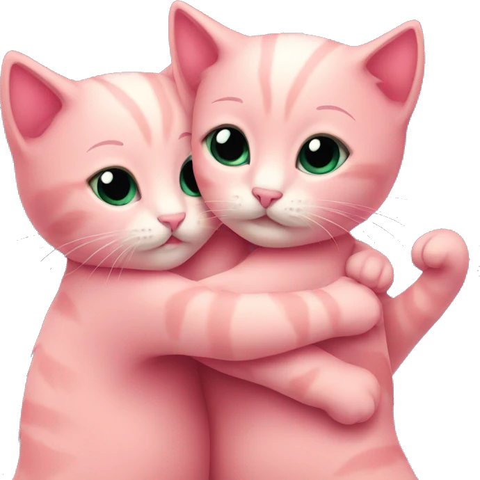 two hugging pink kittens emoji