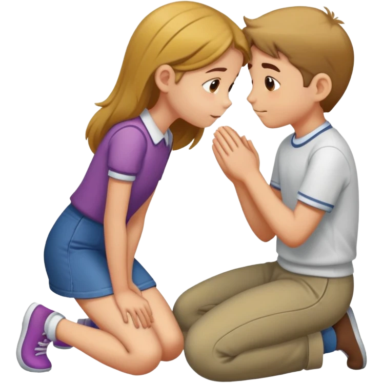 A 12-year-old girl kneeling on her knees sucks her older brother's cock emoji